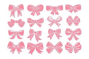 A set of Coquette Bow Valentine's Day Cute Girly Valentine Clipart for Cricut and Sublimation. vector