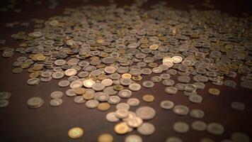An Assorted Collection of Various Coins Spread Out on a Flat Surface for Viewing and Sorting video