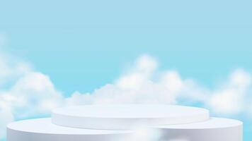 Elegant round platform with clouds backdrop video