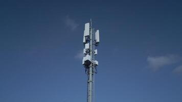 5G Communication Antenna Tower Sending Mobile Phone Data Signal Wireless Transmitting video
