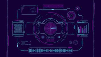 Animated interface with HUD and infographic elements for working with data video