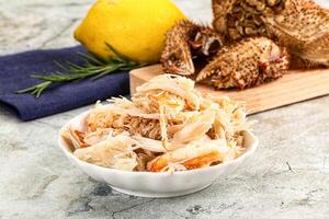 A bowl of food on a counter photo