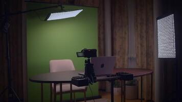 This is a Professional Studio Setup with a Green Screen designed for Production video
