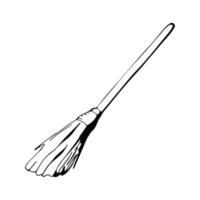 Broom on isolated white background in hand drawn style. vector