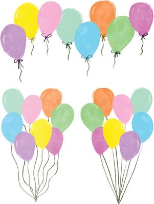Set collection Colorful pastel soft colors birthday balloons bow ribbon string watercolor crayon hand drawn cute illustration isolated in white