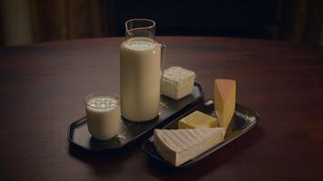 Indulge in a delightful Rustic Dairy Spread featuring fresh Milk and an Assortment of Cheeses video