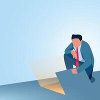 A man bends down to open a secret door in the floor. Illustration to open secrets, find strategies and open business tips. vector