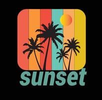 Sunset With Palm Trees vector