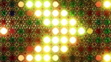Glowing arrows fading into colored gemstones in a seamless loop. For visualization of audio beats in music videos, stage performance walls, LED screens. video