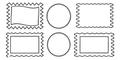 artistic squiggle frames with wavy and zigzag edges for abstract design vector