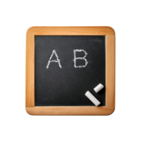 Kids wooden frame slate with chalk on transparent background png