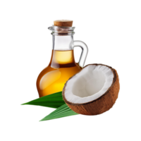 Coconut oil with coconut slice on transparent background png