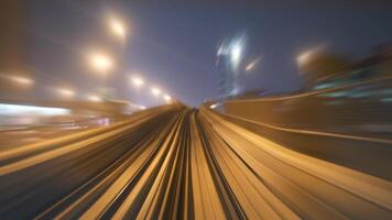 This image captures a dynamic urban nightscape characterized by interesting blurred motion effects video