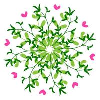 Intricate pattern of green leaves and pink hearts creating a vibrant design vector