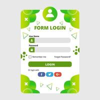 login form template with modern green gradient frame vector