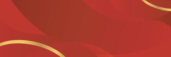 Abstract red banner background with gold curve vector