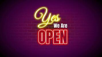 animated text yes we are open 24 hours with neon lit style video