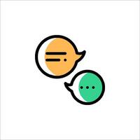 Two speech bubbles with a green and orange color vector