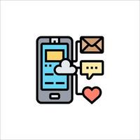Mobile phone icon with cloud and mail vector