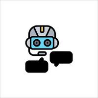 A robot with a headset and a speech bubble vector