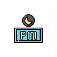 Pm logo with a clock and moon vector