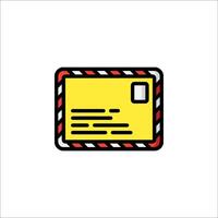 A yellow envelope with a red stripe on it vector