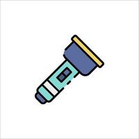 A blue and yellow flashlight icon on a white background vector