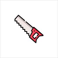A saw is shown in a flat line style vector