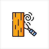 A wooden block with a knife and a screw vector