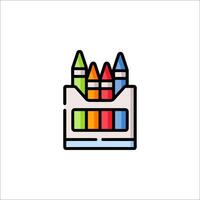 Colorful crayons in a box icon vector