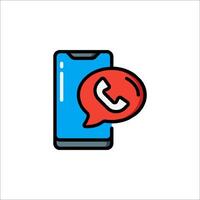 A phone with a chat bubble and a phone call icon vector