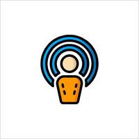 A man with a radio icon on a white background vector