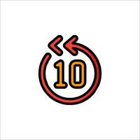 The ten minutes icon with a red arrow pointing to it vector