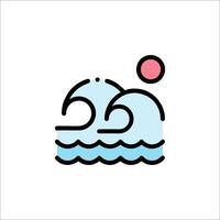 A wave and a sun icon on a white background vector