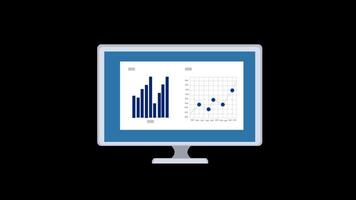 Computer screen with bar chart Business Growth Animation video