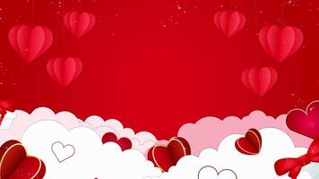 Valentines day background with hearts clouds animation video