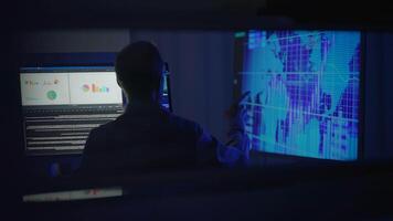 Cybersecurity Analyst Responsible for Monitoring and Analyzing Digital Data Streams Effectively video