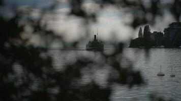 A serene water scene with a vintage boat amidst nature, creating a moment of tranquility video