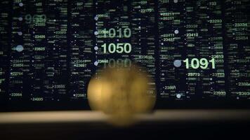 An Abstract Data Visualization featuring Orb alongside a Binary Codethemed Background video