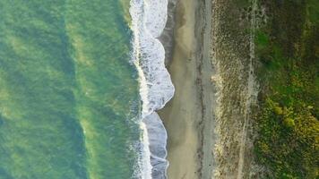 Rough Sea With Beach Nature Background Overhead Vertical Relaxing In Sicily video