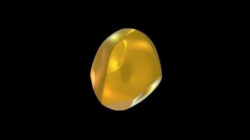 Golden Rock Rotating on a Transparent Background. Seamless Loop. Wealth. 4K video
