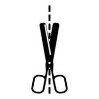 Scissors in black silhouette for cutting lines and dividing sections. vector