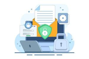 online cyber data security concept, Personal data and email security, internet security or information privacy. internet security system. minimalist design illustration. vector