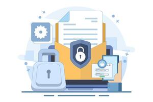 online cyber data security concept, Personal data and email security, internet security or information privacy. internet security system. flat design illustration. vector