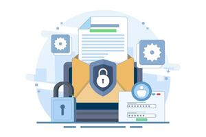 online cyber data security concept, Personal data and email security, internet security or information privacy. internet security system. minimalist flat design illustration. vector