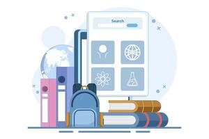 Online education concept, Internet education, online training and courses. Computer presentation, university. Distance education e-learning university. flat design. vector