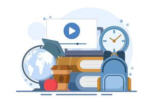 Online education concept, Internet education, online training and courses. Computer presentation, university. Distance education e-learning university. vector