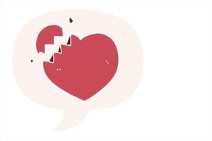 cartoon broken heart with speech bubble in retro style creative drawing video