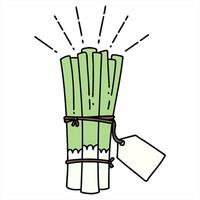 illustration of a traditional tattoo style bunch of leeks design video