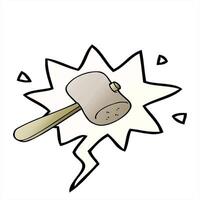 cartoon mallet with speech bubble in smooth gradient style creative drawing video